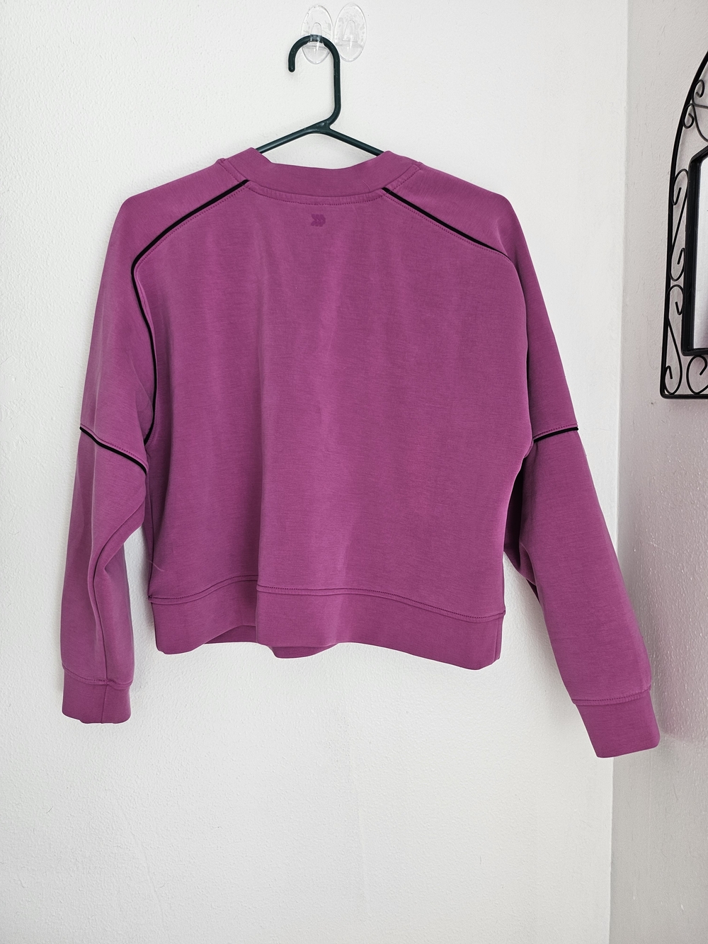 all in motion Plum Crewneck Sweatshirt with Contrast Piping Sporty Minimalist - Picture 2 of 8